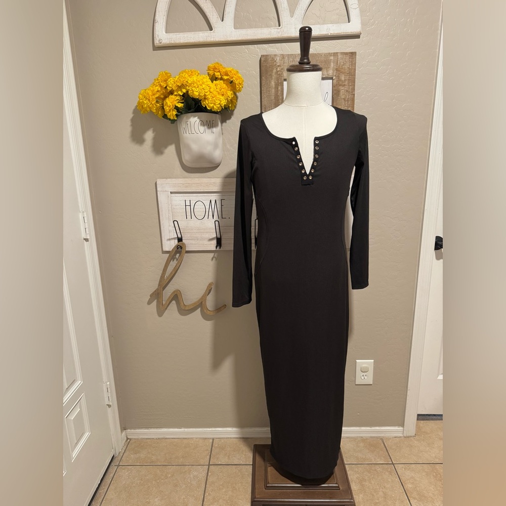 Salimdy ribbed maxi dress bodycon style in black